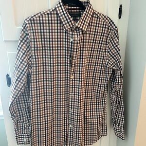 Banana Republic Men's Checkered Shirt - Brown and White